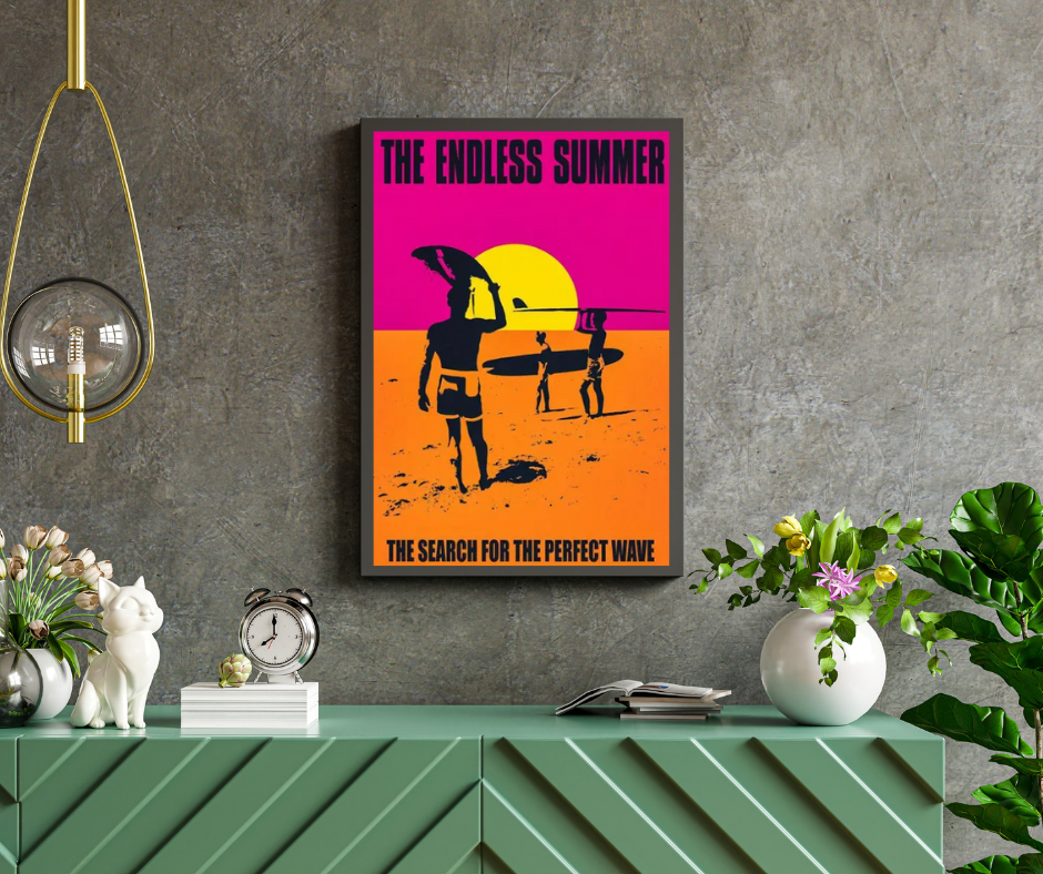 Retro Endless Summer surfing poster high quality framed canvas prints | 30 cm x 40 cm