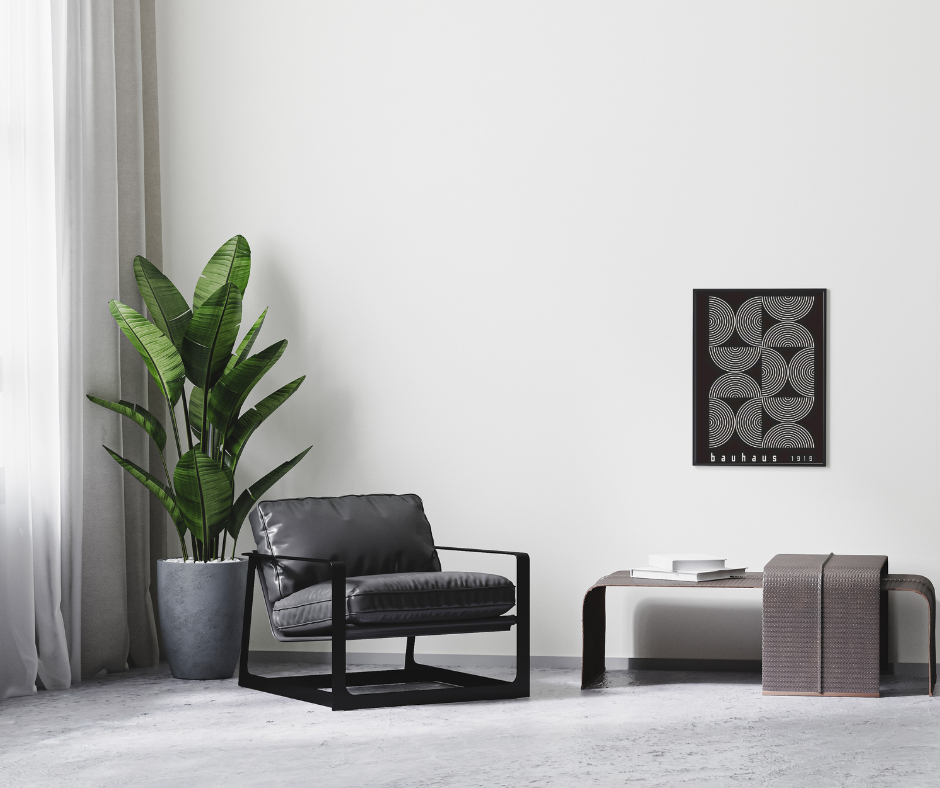 Bauhaus vintage |  High quality UV protected framed canvas print | White on black | 30 cm x 40 cm