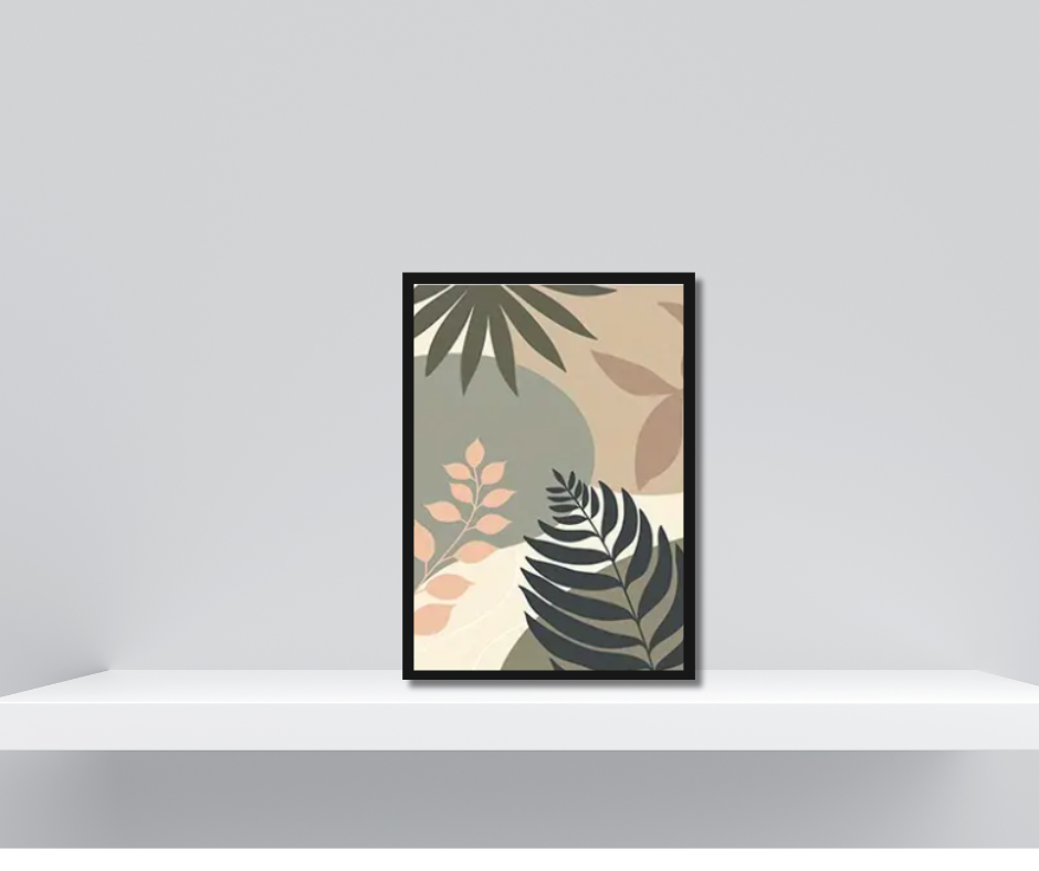 Boho botanicals |  High quality UV protected framed canvas print | Olive, beige, grey | Set of 3 | 50 cm x 70 cm | LGE