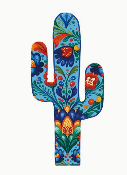 Vibrant Mexican-themed laser-cut cactus timber wall hangings
