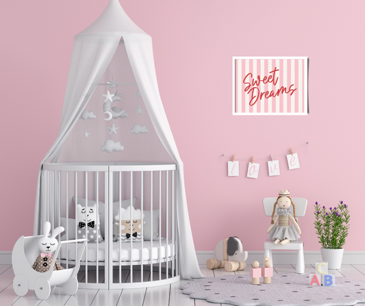 Children's 'Sweet dreams' framed canvas print | Pink, white, red | 40 cm x 30 cm