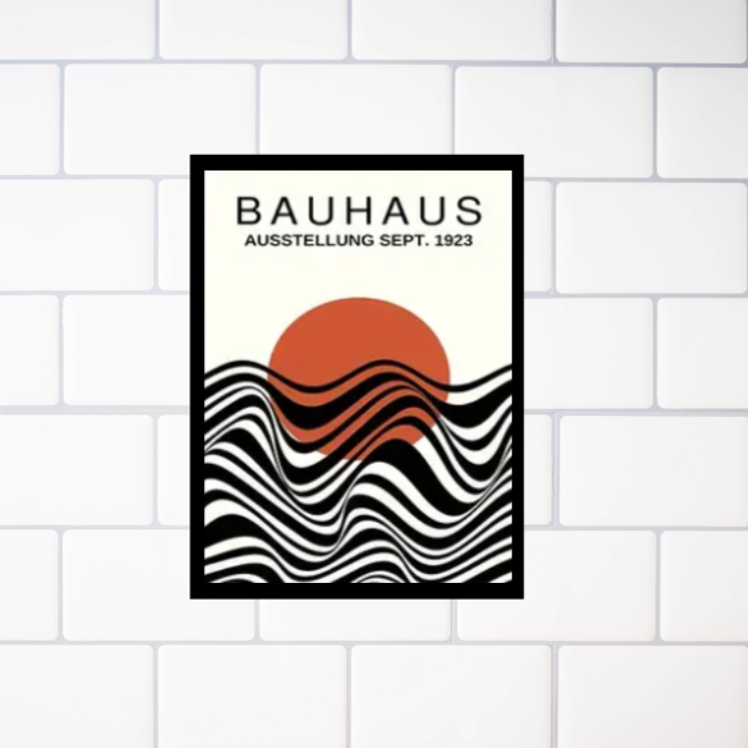 Bauhaus, Matisse and Picasso |  High quality UV protected framed canvas print | Orange and black | Set of 3 | Black frames