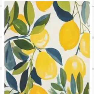 Mediterranean citrus lemons high quality UV protected framed canvas prints | Yellow, blue, green, white | Set of 3 | 30 cm x 40 cm