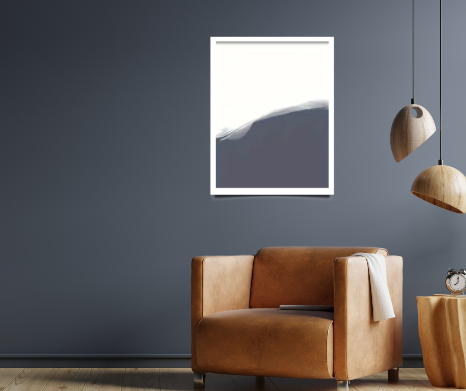 Boho coastal abstract |  High quality UV protected framed canvas print | Blue/grey and white | Set of 3 | 30 cm x 40 cm