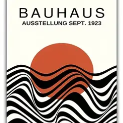 Bauhaus, Matisse and Picasso |  High quality UV protected framed canvas print | Orange and black | Set of 3 | Black frames