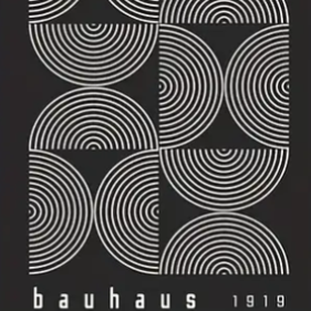 Bauhaus vintage |  High quality UV protected framed canvas print | White on black | 30 cm x 40 cm
