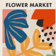 Vibrant 'Flower Market' Madrid, Valencia, Mexico | High quality UV protected framed canvas prints | Navy, teal, peach, pink | Set of 3 | 30 cm x 40 cm