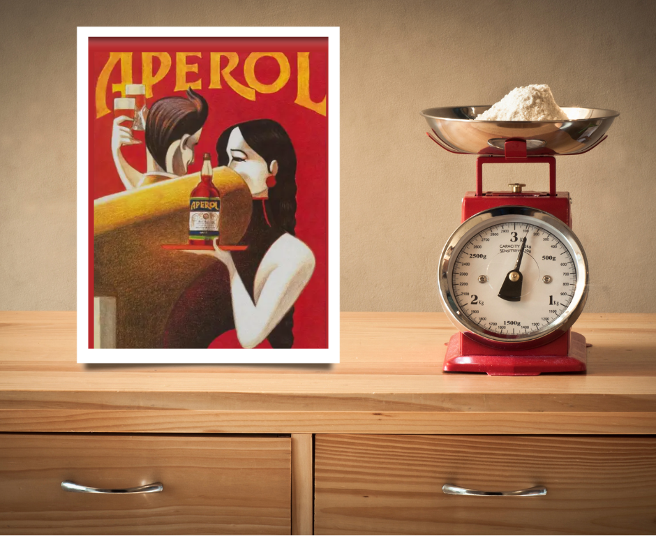 Vintage Aperol drinks poster framed canvas print | Red, yellow, grey | 40 cm x 30 cm