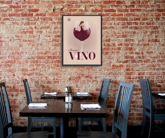 Vintage Vino drinks poster framed canvas print | Pink, red, white | 40 cm x 30 cm