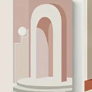 em.belle.ish Art deco pink and tan 30cm x 40cm