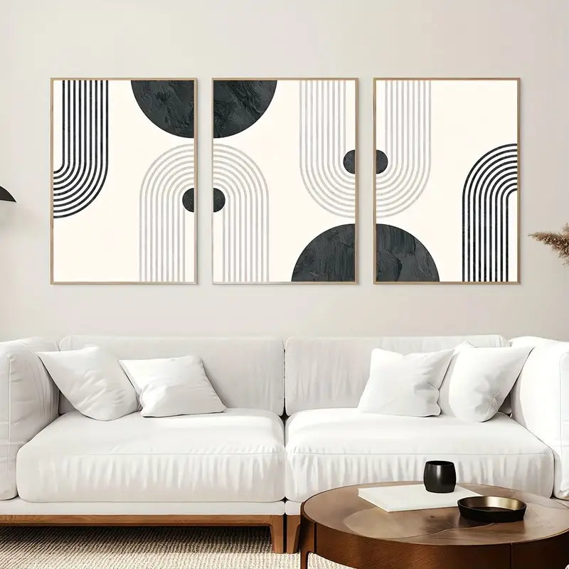 em.belle.ish beige and black geometric set of 3 30cm x 40cm